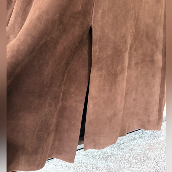Vintage HERRERO Y RODERO Suede Leather Long Coat Button Sz L 60s 70s Barcelona - Picture 13 of 15